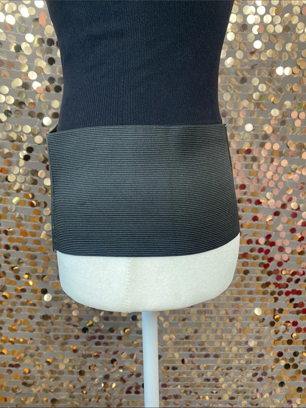 Black corset belt with silver heart details #481